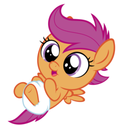 Size: 2864x3000 | Tagged: safe, artist:sollace, scootaloo, pony, g4, baby, baby pony, baby scootaloo, cute, cutealoo, diaper, female, foal, high res, show accurate, simple background, solo, transparent background, vector, younger