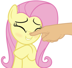 Size: 6000x5680 | Tagged: safe, artist:slb94, fluttershy, human, g4, absurd resolution, blushing, boop, cute, eyes closed, female, hand, shyabetes, simple background, smiling, solo, transparent background, vector