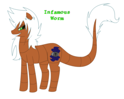 Size: 1348x1082 | Tagged: safe, artist:xxinfamouswormxx, oc, oc only, oc:infamous worm, earth pony, hybrid, pony, worm, evil, smirk, solo