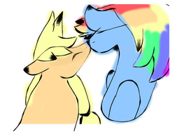 Size: 800x600 | Tagged: safe, artist:bluepi, applejack, rainbow dash, g4, female, kissing, lesbian, ship:appledash, shipping