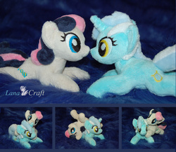 Size: 1600x1390 | Tagged: safe, artist:lanacraft, bon bon, lyra heartstrings, sweetie drops, g4, ear bite, female, irl, lesbian, photo, plushie, ship:lyrabon, shipping