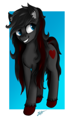Size: 1628x2668 | Tagged: safe, artist:speed-chaser, oc, oc only, oc:alcery, earth pony, pony, birthday gift, happy, heart, simple background, solo, transparent background, unshorn fetlocks