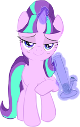 Size: 535x846 | Tagged: safe, artist:deep mystery, starlight glimmer, pony, unicorn, g4, bong, drugs, female, marijuana, simple background, solo, white background