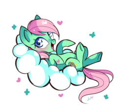 Size: 1000x903 | Tagged: safe, artist:ipun, oc, oc only, oc:pending storm, pegasus, pony, blushing, cloud, female, heart, heart eyes, mare, open mouth, simple background, smiling, solo, white background, wingding eyes