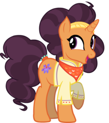 Size: 887x1001 | Tagged: safe, artist:thunder-blur, saffron masala, pony, unicorn, g4, spice up your life, ear piercing, earring, female, jewelry, mare, open mouth, piercing, raised hoof, simple background, solo, transparent background, vector