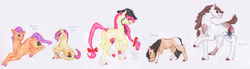 Size: 11902x3300 | Tagged: safe, artist:dawn22eagle, apple bloom, pipsqueak, tender taps, oc, oc:autumn gem, oc:elias, earth pony, pony, g4, cutie mark, gay, hat, headcanon, hoers, male, nudity, offspring, parent:apple bloom, parent:pipsqueak, parent:tender taps, parents:pipbloom, parents:tenderbloom, polyamory, polygamy, sheath, ship:pipbloom, shipping, straight, tenderbloom, tenderbloomsqueak, tendersqueak, the cmc's cutie marks, traditional art