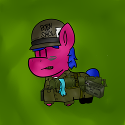 Size: 1280x1280 | Tagged: safe, artist:heartpallete, oc, oc only, oc:heart pallette, pony, browning 1917, gun, machine gun, smolpone, soldier, solo, weapon