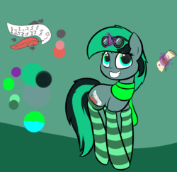 Size: 866x844 | Tagged: source needed, safe, artist:umbreow, oc, oc only, pony, unicorn, clothes, cute, female, glasses, horn, magic, mare, quill, reference sheet, scarf, scroll, socks, solo, striped socks