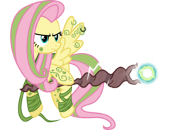 Size: 5913x4344 | Tagged: safe, artist:osipush, fluttershy, g4, absurd resolution, alternate universe, description at source, description is relevant, electricity, female, floating, heroes of might and magic, hoof hold, inkscape, ponies of flight and magic, scepter, simple background, solo, story in the source, transparent background, vector
