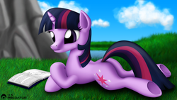 Size: 1920x1080 | Tagged: safe, artist:tsaritsaluna, twilight sparkle, pony, g4, book, female, solo