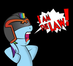 Size: 1000x900 | Tagged: safe, artist:dan232323, rainbow dash, g4, crossover, female, helmet, i am the law, judge dredd, solo