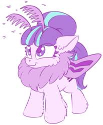 Size: 1254x1529 | Tagged: safe, artist:lockhe4rt, starlight glimmer, mothpony, original species, g4, antennae, chest fluff, cute, drawthread, female, floppy ears, fluffy, looking up, simple background, smiling, solo, species swap, transparent background