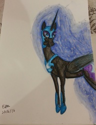 Size: 1958x2554 | Tagged: safe, artist:lizzyisme, nightmare moon, g4, female, solo, traditional art