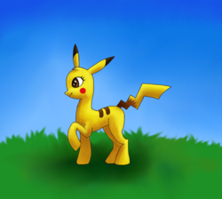 Size: 1206x1080 | Tagged: safe, artist:eternallyignorant, pikachu, pokémon, ponified, solo