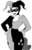 Size: 530x834 | Tagged: safe, artist:dj-black-n-white, oc, oc only, oc:sapphire belle, satyr, clothes, costume, harley quinn, monochrome, offspring, parent:oc:anon, parent:rarity