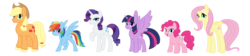 Size: 4450x1000 | Tagged: safe, artist:kianamai, applejack, fluttershy, pinkie pie, rainbow dash, rarity, twilight sparkle, alicorn, pony, g4, alternate design, diverse body types, mane six, redesign, simple background, transparent background, twilight sparkle (alicorn), vector