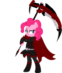 Size: 3808x4471 | Tagged: safe, artist:gebos97531, pinkie pie, g4, female, ruby rose, rwby, simple background, solo, transparent background, vector