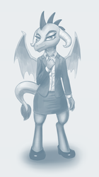 Size: 1040x1854 | Tagged: safe, artist:ligerstorm, princess ember, dragon, g4, business suit, clothes, female, pantyhose, solo
