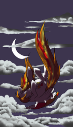 Size: 1024x1774 | Tagged: source needed, safe, artist:bravefleet, oc, oc only, oc:brave fleet, pegasus, pony, air, cloud, falling, mane, moon, night, solo, tail, wings