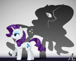 Size: 1250x1000 | Tagged: safe, artist:acesrockz, nightmare rarity, rarity, g4, duality, raised hoof, self paradox, shadow