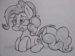 Size: 2592x1944 | Tagged: safe, artist:sparkarez, pinkie pie, g4, female, prone, solo, traditional art