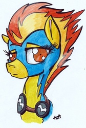 Size: 733x1089 | Tagged: safe, artist:pepperscratch, spitfire, g4, clothes, female, solo, traditional art, wonderbolts uniform