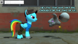 Size: 1600x900 | Tagged: safe, artist:php74, rainbow dash, oc, oc:anon, g4, 3d, anonymous, ask, crossover, gmod, pony fortress 2, rainbow scout, team fortress 2, tumblr