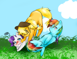 Size: 1300x1000 | Tagged: safe, artist:girlformer, applejack, rainbow dash, rarity, g4, female, lesbian, polyamory, rarijackdash, ship:raridash, ship:rarijack, shipping