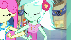 Size: 1280x720 | Tagged: safe, screencap, bon bon, lyra heartstrings, sweetie drops, equestria girls, g4, my little pony equestria girls: friendship games, female, lesbian, ship:lyrabon, shipping