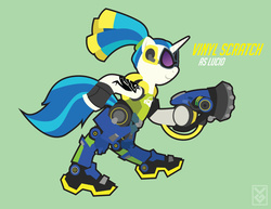 Size: 3300x2550 | Tagged: safe, artist:inspectornills, dj pon-3, vinyl scratch, g4, crossover, female, high res, lucio, overwatch, solo, video game