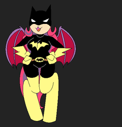 Size: 444x462 | Tagged: safe, artist:/d/non, oc, oc only, oc:murmur, satyr, batwoman, clothes, costume, offspring, parent:oc:arrhythmia, solo