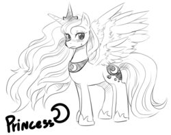 Size: 800x630 | Tagged: safe, artist:freedomthai, princess luna, g4, blushing, female, monochrome, s1 luna, sketch, solo