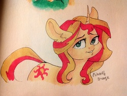 Size: 1280x960 | Tagged: safe, artist:rimmes-broose, sunset shimmer, pony, unicorn, g4, female, solo, traditional art