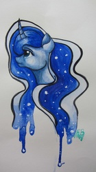 Size: 575x1024 | Tagged: safe, artist:rimmes-broose, princess luna, g4, bust, female, portrait, simple background, solo, traditional art, watercolor painting