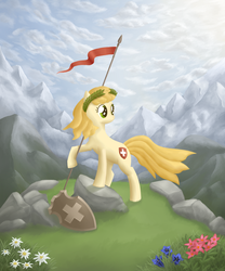Size: 1750x2100 | Tagged: safe, artist:cyberdrace, pony, helvetia, nation ponies, national ponification, ponified, solo, switzerland