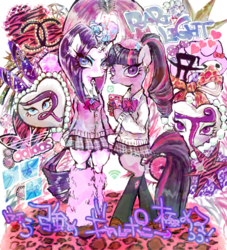 Size: 600x660 | Tagged: safe, artist:onofuji, rarity, twilight sparkle, anthro, g4, female, lesbian, ship:rarilight, shipping