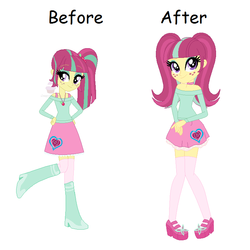 Size: 773x773 | Tagged: safe, artist:creepypastafran, sour sweet, equestria girls, g4, 1000 hours in ms paint, alternate universe, boots, clothes, high heels, ms paint, off shoulder, pigtails, pixel art, shoes, side ponytail, skirt, socks, thigh highs, zettai ryouiki