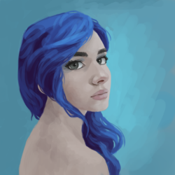 Size: 1000x1000 | Tagged: safe, artist:fahu, princess luna, human, g4, bust, female, humanized, looking at you, looking back, nudity, portrait, s1 luna, solo