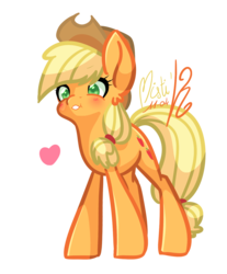 Size: 1200x1450 | Tagged: safe, artist:mistiknco, applejack, g4, blushing, female, heart, simple background, solo, transparent background