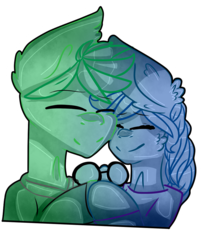 Size: 806x1000 | Tagged: safe, artist:chicailovebonnie, oc, oc only, oc:dark script, oc:lime tendril, couple, cute, eyes closed, female, glasses, male, monochrome, nuzzling, oc x oc, shipping, straight