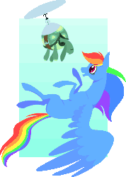 Size: 796x1116 | Tagged: safe, artist:spiderishdrawsmostlyponies, rainbow dash, tank, g4, gif, missing cutie mark, non-animated gif