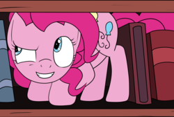 Size: 2000x1352 | Tagged: dead source, safe, artist:php47, pinkie pie, g4, pinkie apple pie, bookshelf, female, pink horse daily, scene interpretation, solo