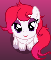 Size: 1180x1405 | Tagged: safe, artist:badumsquish, derpibooru exclusive, part of a set, oc, oc only, oc:marshmallow, earth pony, pony, g4, badumsquish's kitties, bedroom eyes, female, fluffy, heart eyes, looking at you, looking up, looking up at you, sitting, solo, wingding eyes