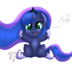 Size: 1944x1728 | Tagged: safe, artist:nexcoyotlgt, princess luna, g4, chest fluff, cute, female, filly, hug request, lunabetes, simple background, solo, transparent background, woona