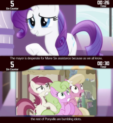 Size: 640x696 | Tagged: safe, edit, edited screencap, screencap, daisy, flower wishes, lily, lily valley, rarity, roseluck, cinemare sins, g4, princess twilight sparkle (episode), the cutie pox, flower trio, the horror