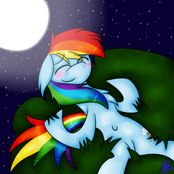 Size: 2500x2500 | Tagged: safe, artist:hurricanestarpegasus, rainbow dash, g4, belly button, female, high res, moon, night, solo