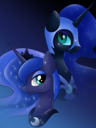 Size: 900x1200 | Tagged: safe, artist:umejiru, nightmare moon, princess luna, g4, duality