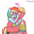 Size: 900x900 | Tagged: safe, artist:tralalayla, big macintosh, rainbow dash, earth pony, anthro, g4, apple cider, bedroom eyes, blushing, clothes, drunk, drunker dash, duo, eye contact, female, looking at each other, male, ship:rainbowmac, shipping, smiling, straight, stupid sexy big macintosh, tank top, tankard