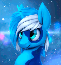 Size: 550x585 | Tagged: safe, artist:rodrigues404, oc, oc only, oc:snow sailor, pony, unicorn, animated, horn, looking up, male, solo, space, unicorn oc