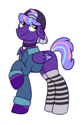 Size: 1000x1500 | Tagged: safe, artist:caballerial, oc, oc only, oc:night glider, pegasus, pony, clothes, socks, solo, striped socks